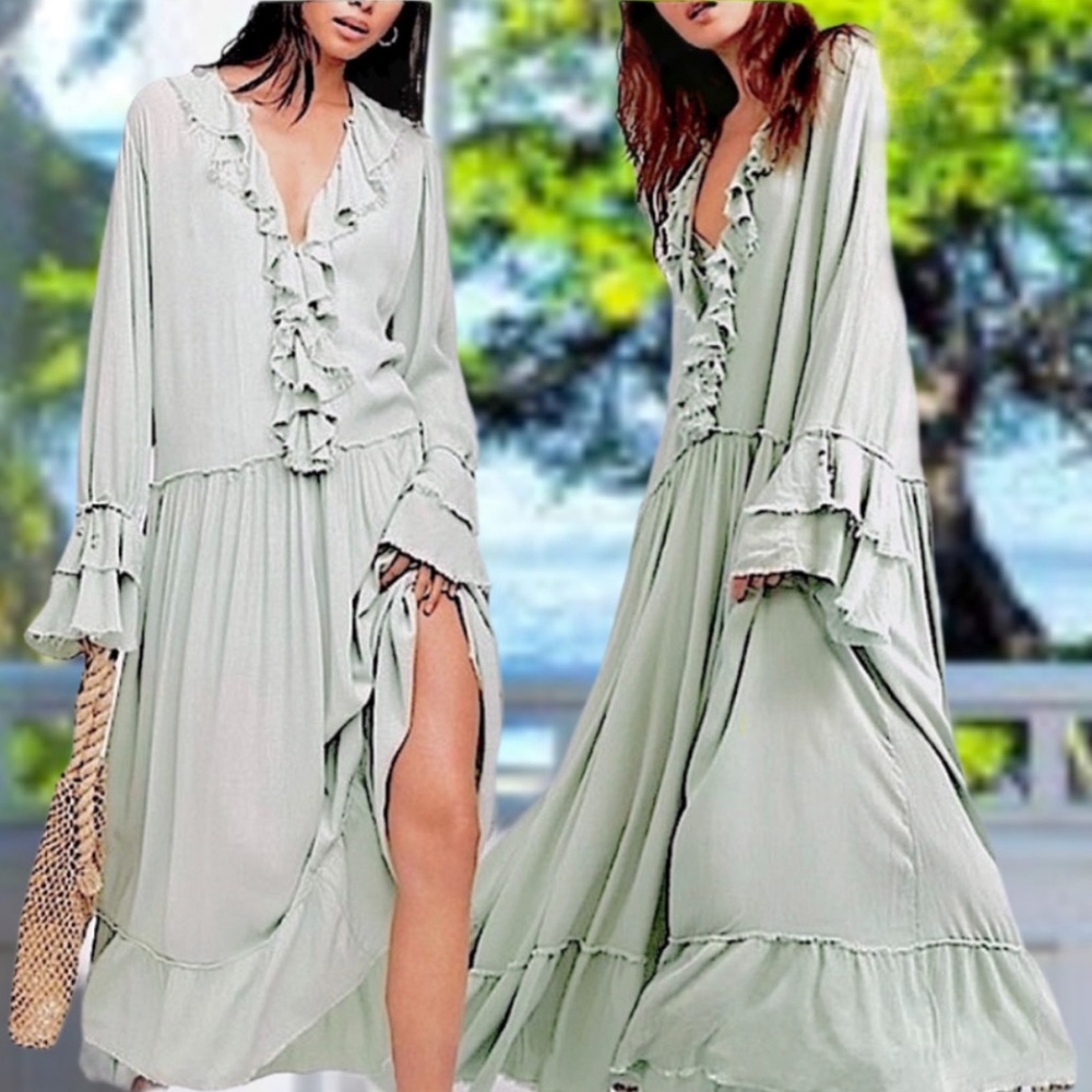 NWT Free People Mint Jade Sweet Darlin Boho Maxi